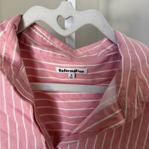 Reformation Blush Pink Striped Blouse
